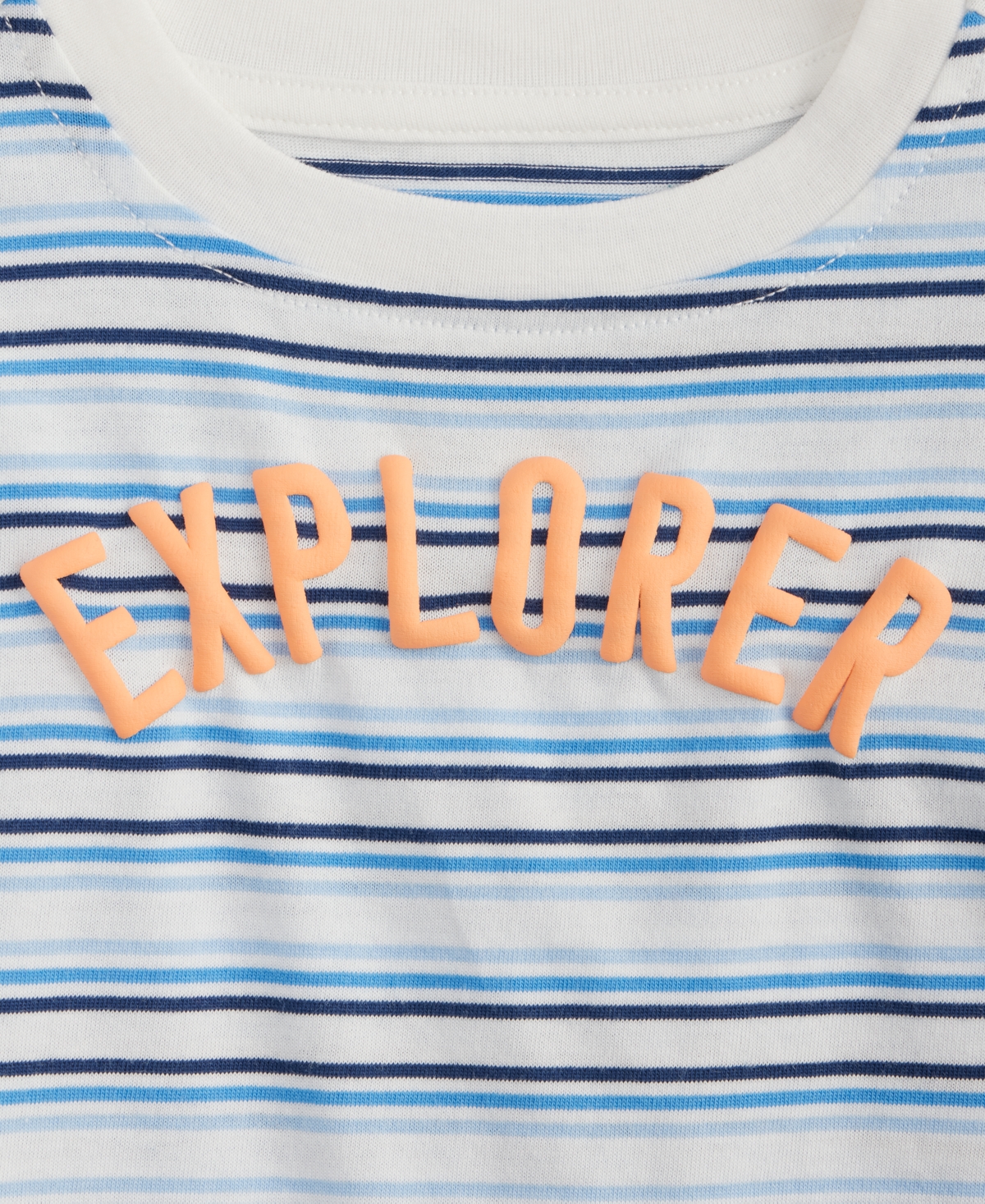 First Impressions Baby Boys Explorer Graphic Striped T-shirt, Exclusively At Macy's In Angel Whit