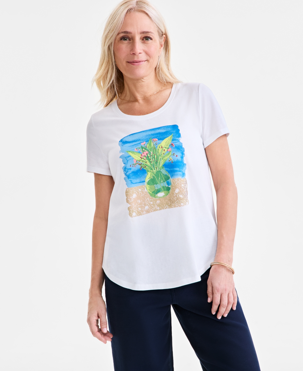 Women's Graphic Crewneck T-Shirt, Created for Macy's - Garden Graphic