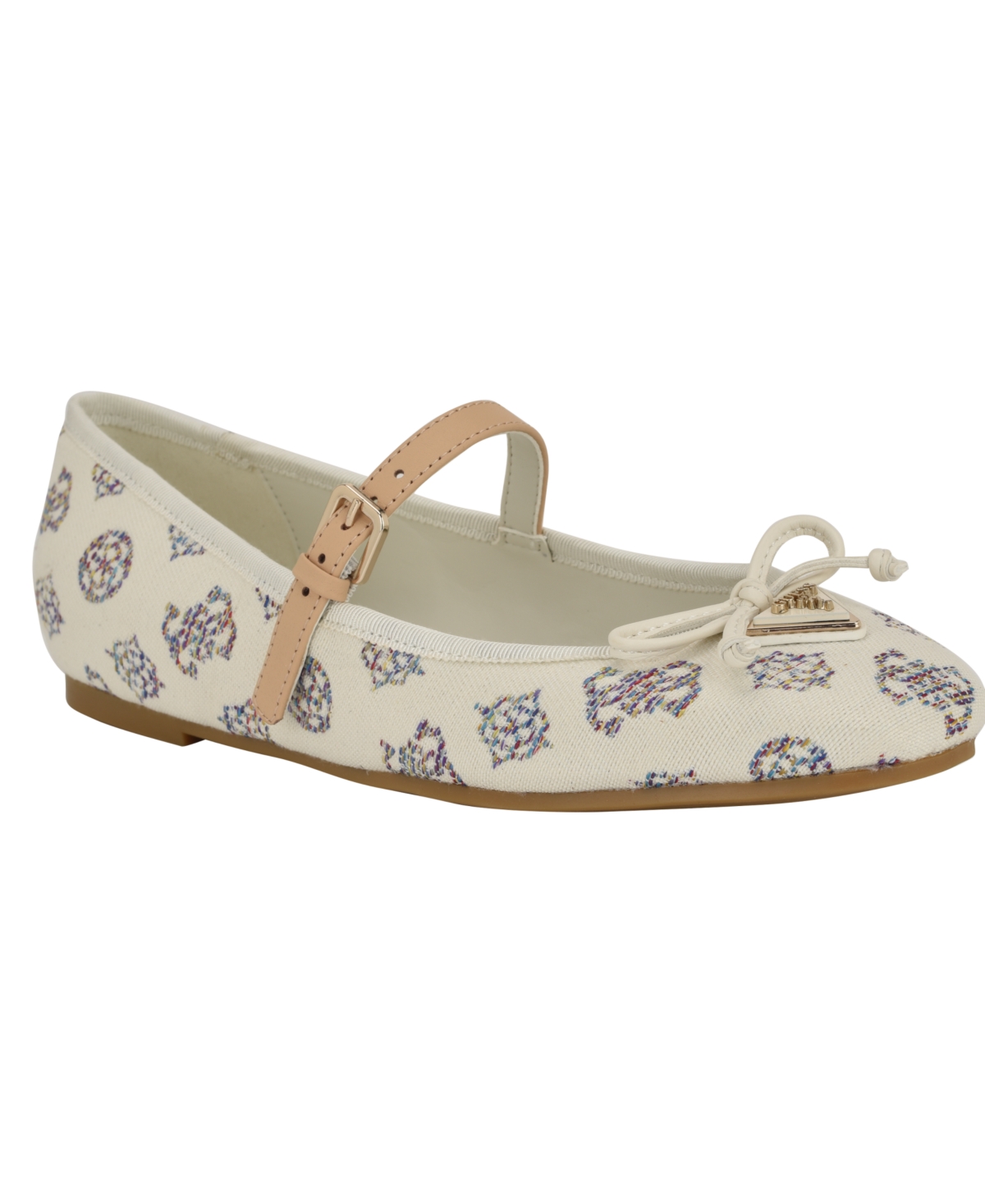 Guess Kayray Ballet Flat In Ivory Rainbow Logo
