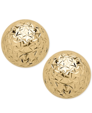 image of Crystal-Cut Ball Stud Earrings (8mm) in 14k Gold