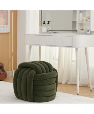 Chenille Fabric Modern Knot Design Ottoman, Comfortable Footstool for Living Room and Bedroom-The Pop Home