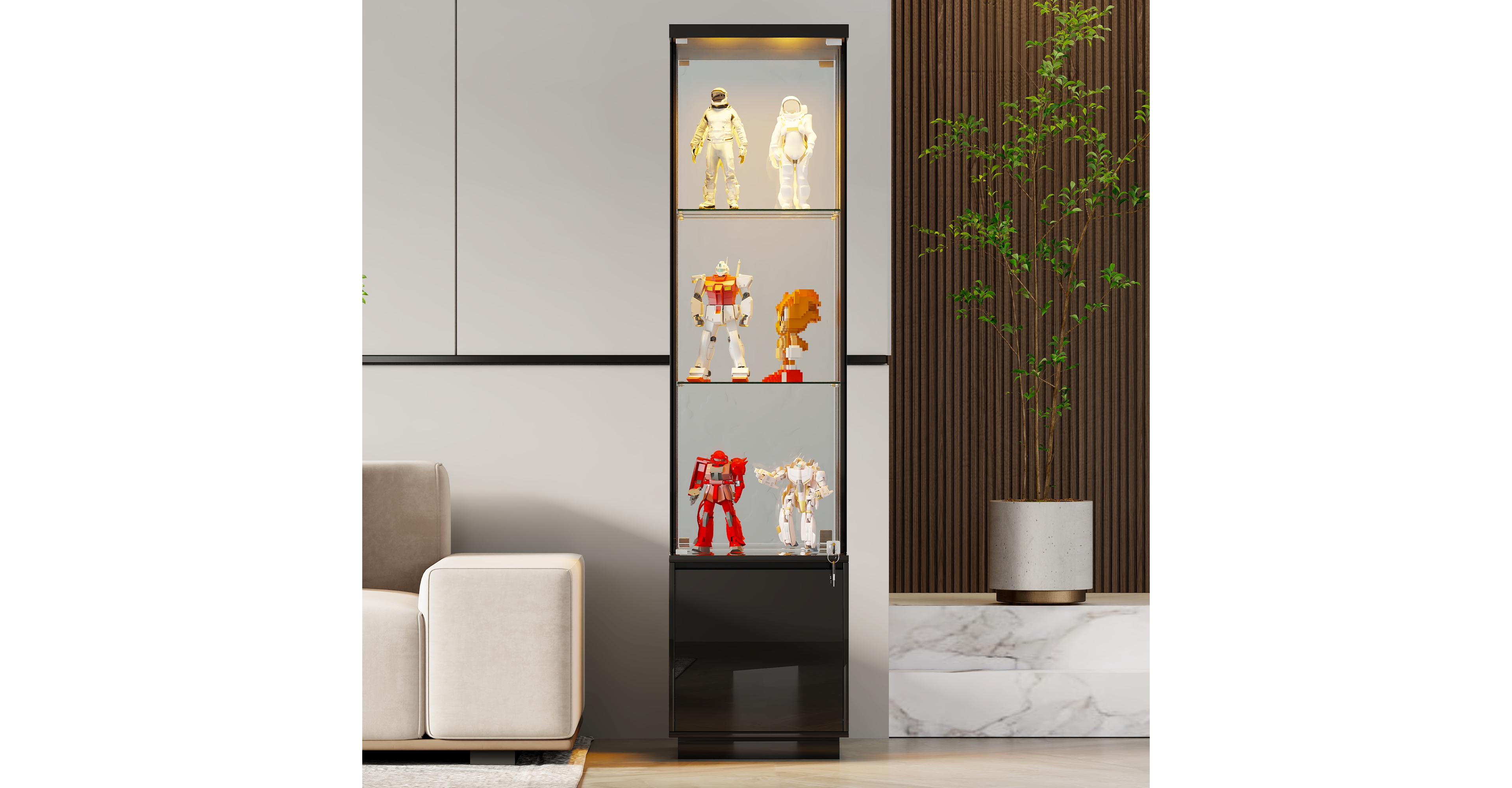 Vlsrka Wine Bar Storage Cabinet with Led Lights