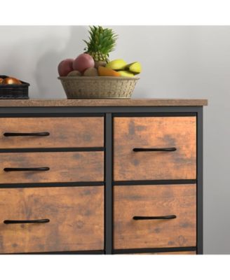 Dresser for Bedroom 55''TV Stand with Power Outlet & LED Wide Dresser with 10 Large Drawers