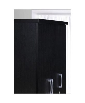 Import 3 Door Armoire with Clothing Rod, Shelves, and 2 Drawers, Black