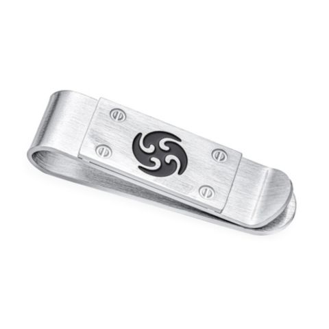 Мужской кошелёк Bling Jewelry Black Whirling Ninja Throwing Star Money Clip Card Holder Stainless Steel, цвет: Серебряный