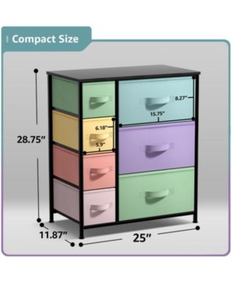 Dresser with 7 Drawers - Storage Chest Organizer with Steel Frame, Wood Top, Handles, Fabric Bins