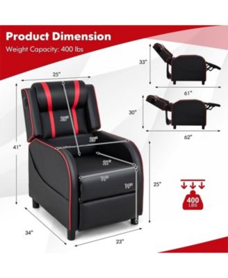 PU Leather Massage Gaming Recliner Chair with Side Pockets