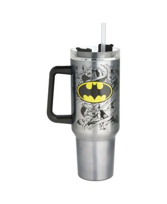 Batman Stainless Steel Double-Wall Travel Mug with Straw and Handle