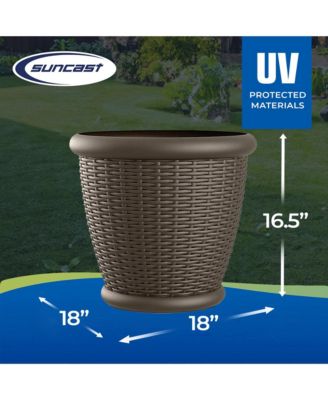 Willow 18" Plastic Decorative Wicker Patio Planter Pot, Java (3 Pack)