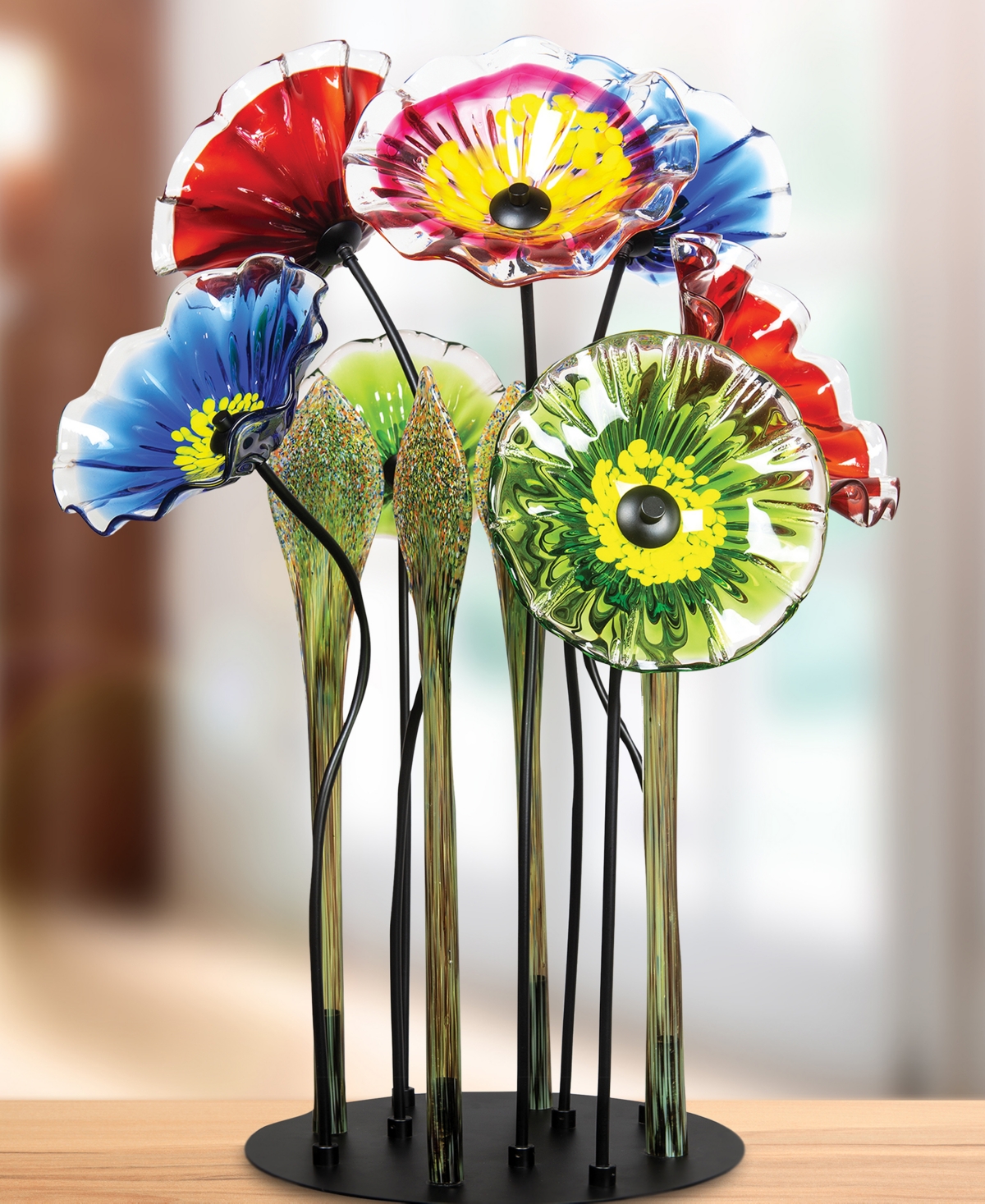 Dale Tiffany 34.5" 7-plate Art Glass Sculpture In Multi