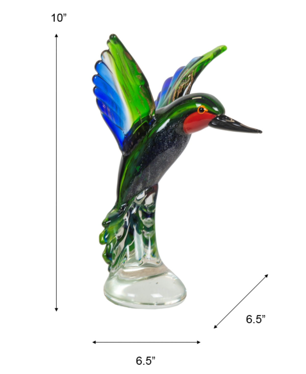 Dale Tiffany 10" Hummingbird Art Glass Figurine In Green