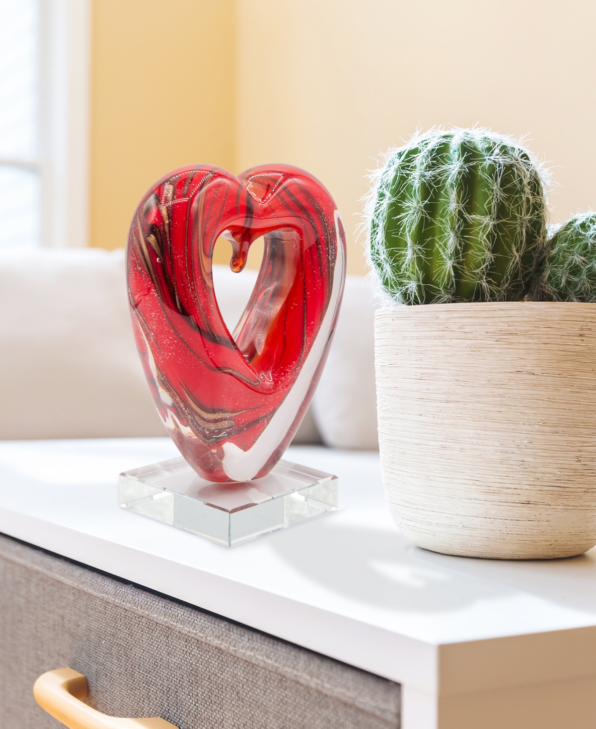 Shop Dale Tiffany 7" Rossa Heart Art Glass Figurine In Red