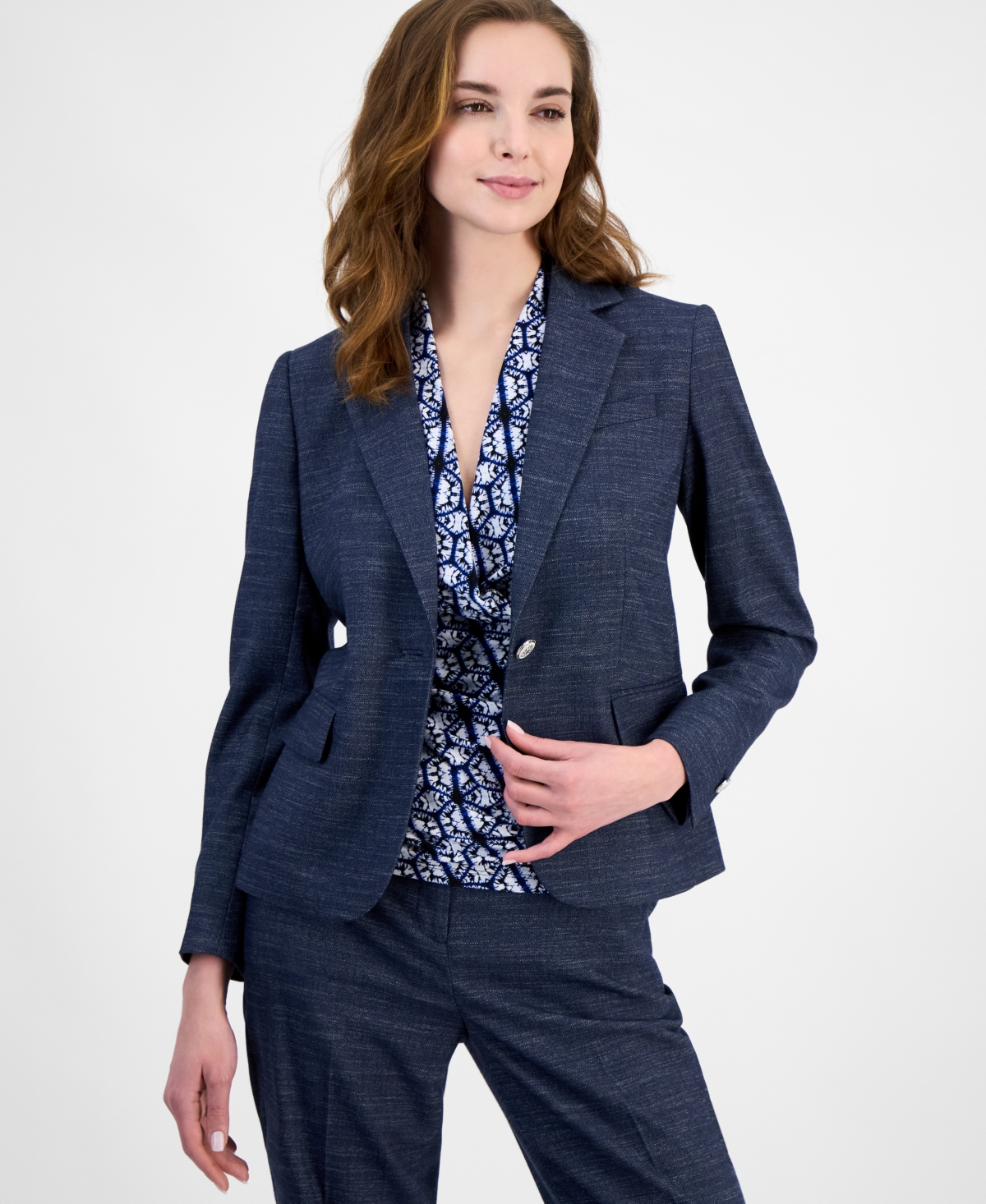 ANNE KLEIN WOMEN'S ONE-BUTTON NOTCHED-COLLAR JACKET 