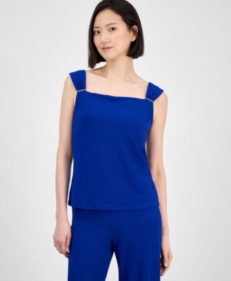 Anne Klein - Women's Embellished Shirred-Strap Top