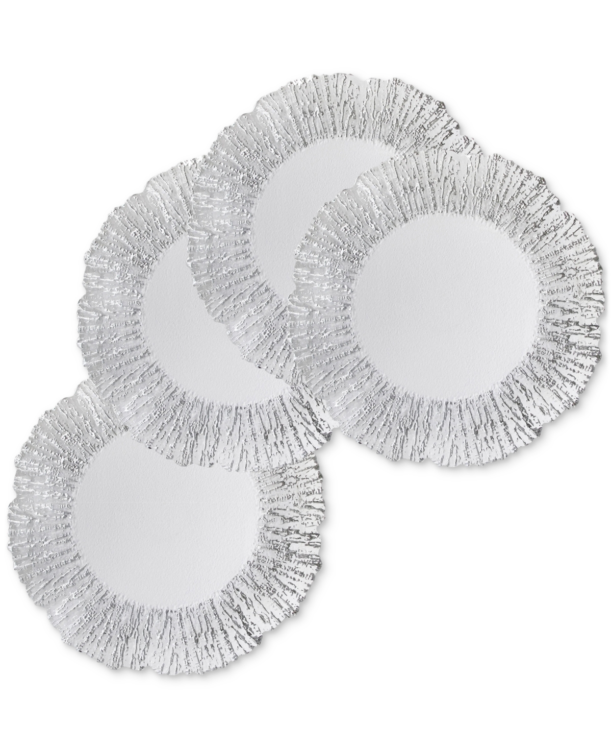 American Atelier Deniz Silver Flower Glass Charger Plates, Set Of 4 In Silver