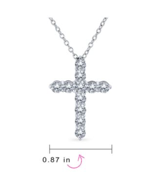 Necklace Minimalist Sterling Silver Cross Pendant with Cubic Zirconia