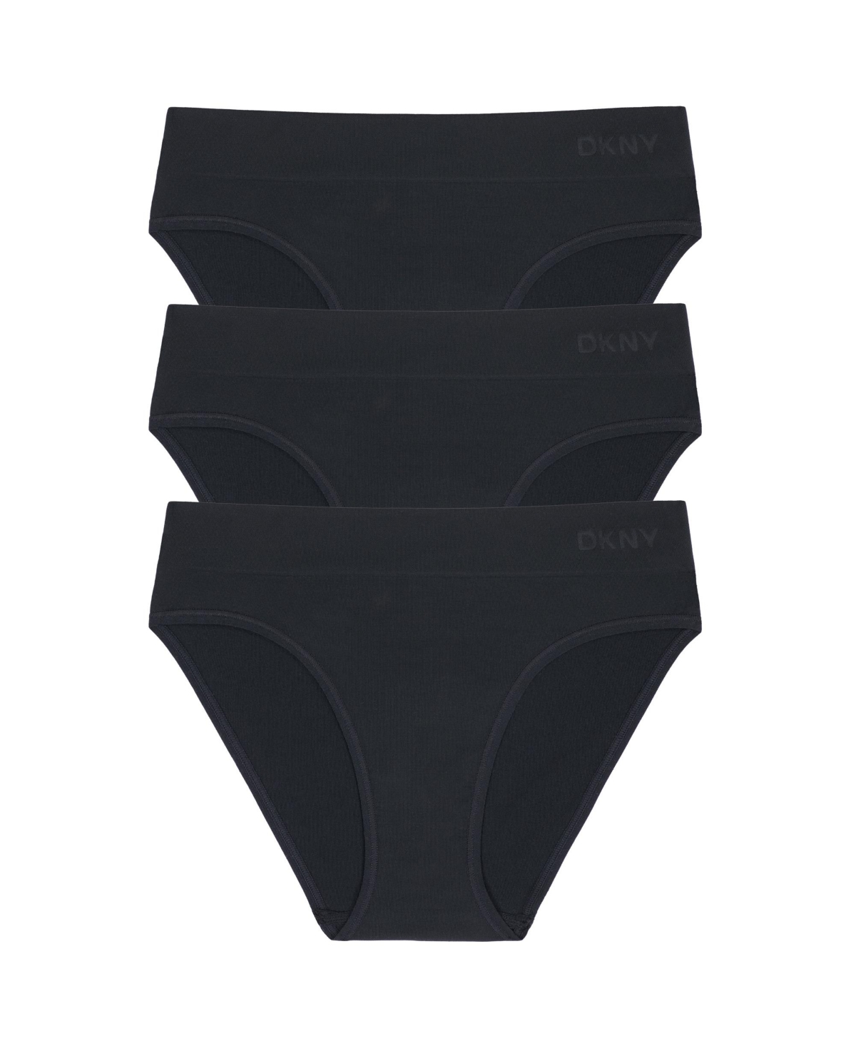 Women's Seamless Litewear Hi Cut Brief Underwear 3 Pack DK5020P3 - Black