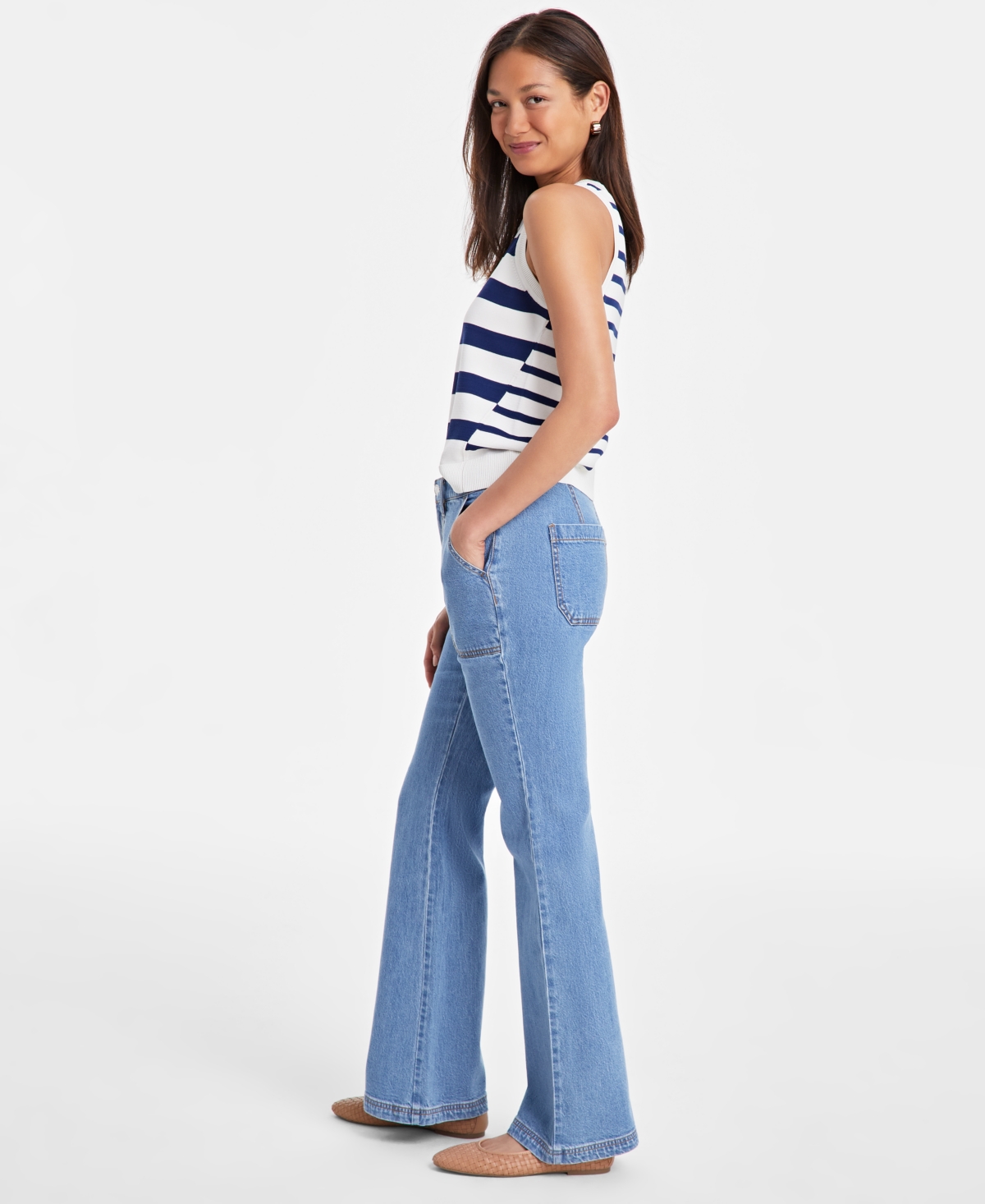 On 34th Women's Mid Rise Flared-leg Jeans, Exclusively At Macy's In Light Medium