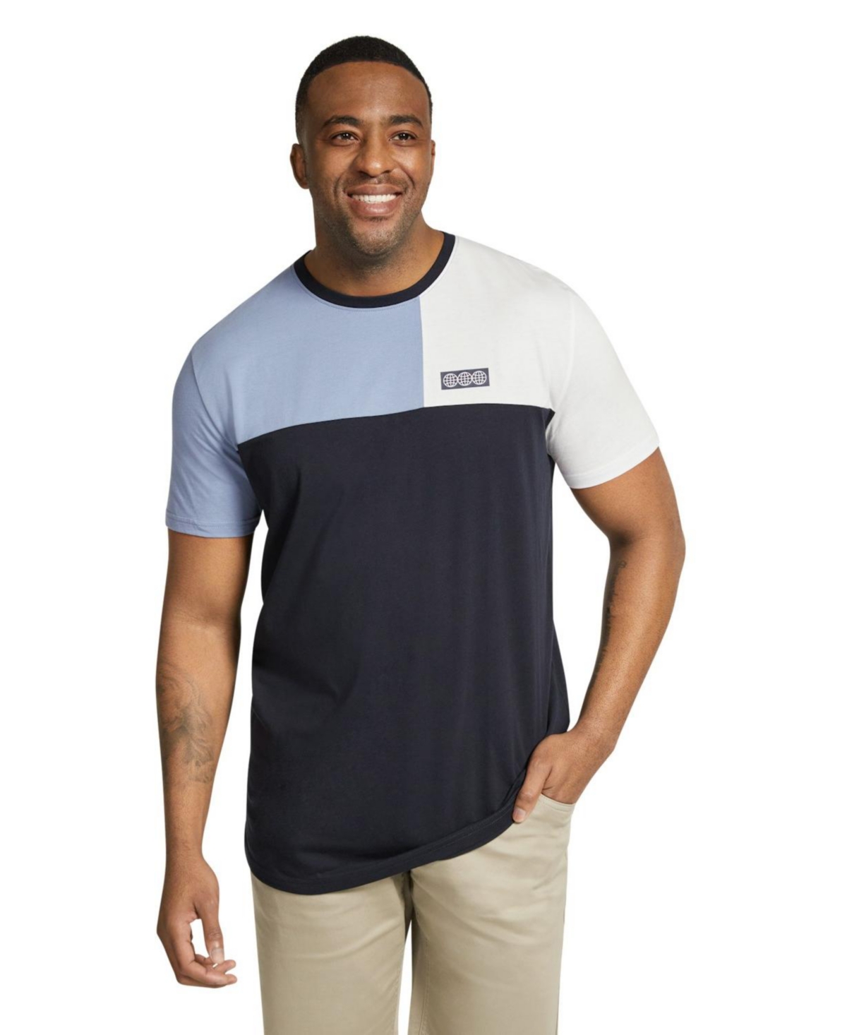 Men's Global Splice Longline Tee - Navy