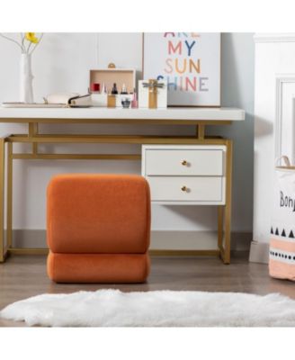 Chic S-Shape Velvet Footstool, Upholstered Makeup Stool, Modern Ottoman for Bedroom, Living Room, and Dressing Area-The Pop Home