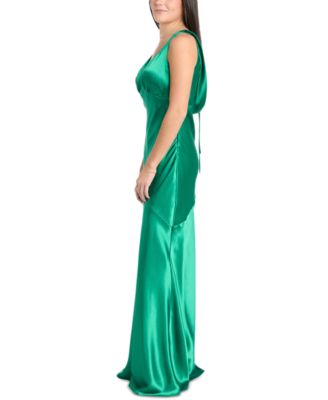 Juniors' Cowl-Back Charmeuse Gown