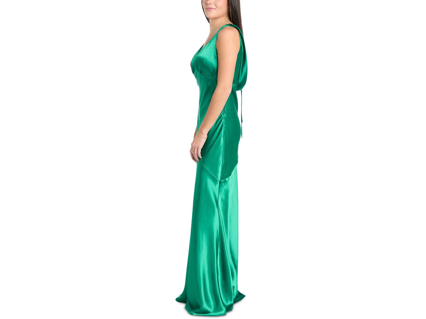 Женское платье Morgan & Company Juniors' Cowl-Back Charmeuse Gown, цвет: Изумрудный — фото 3