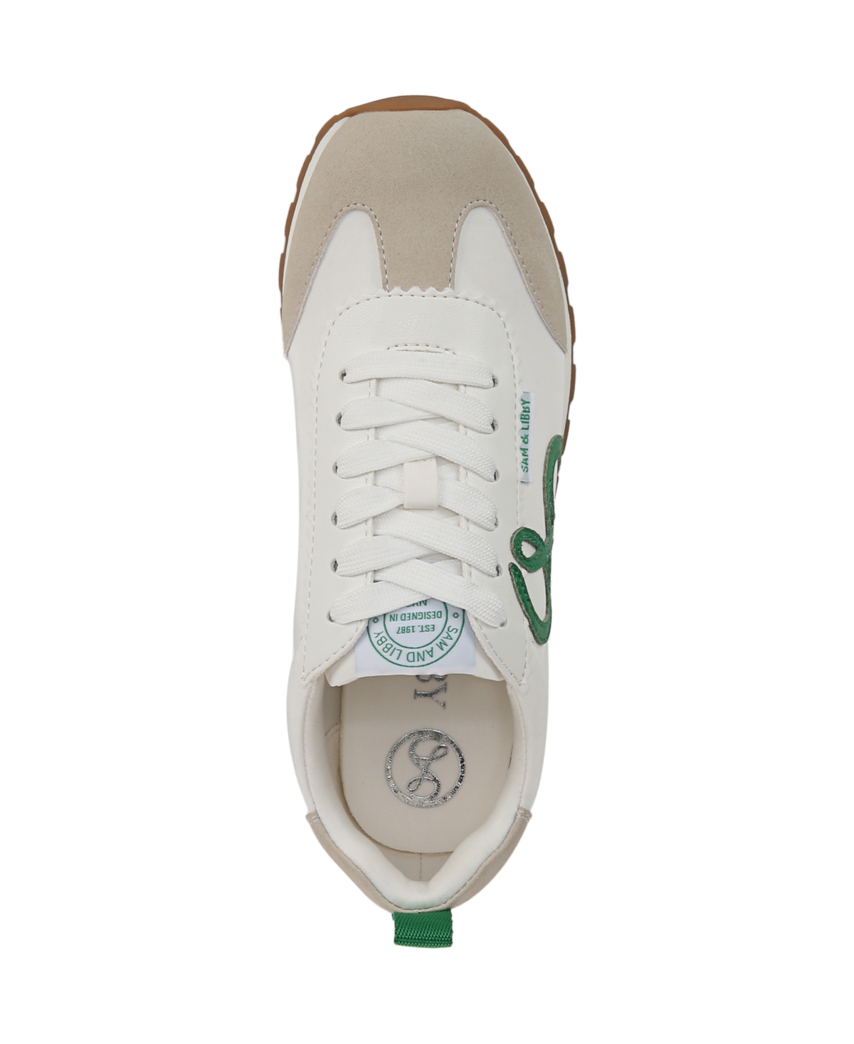 Sam & Libby Women's Rowen Lace Up Retro Sneakers In White,lime Zest