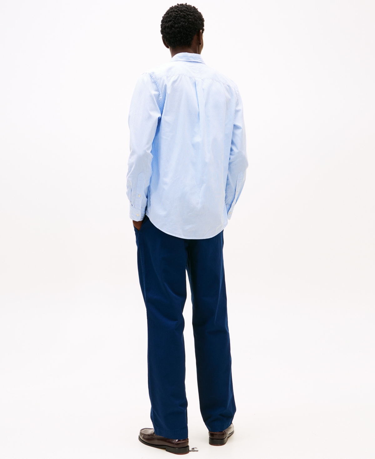 Tommy Hilfiger Men's Regular-fit Striped Poplin Shirt In Sweet Blue,optic White