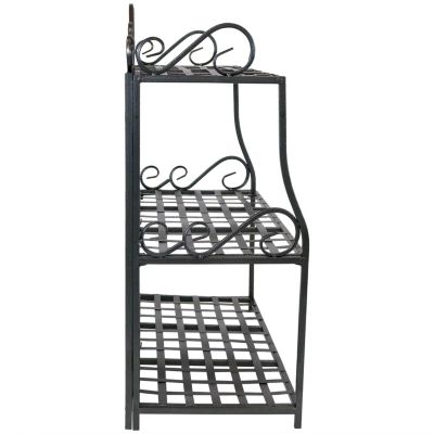 3-Tier Metal Iron Plant Stand with Scroll Design