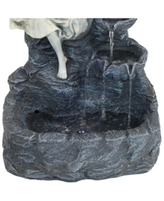 Outdoor Solar Powered Angel Falls Water Fountain with Battery Backup and Submersible Pump - 27"