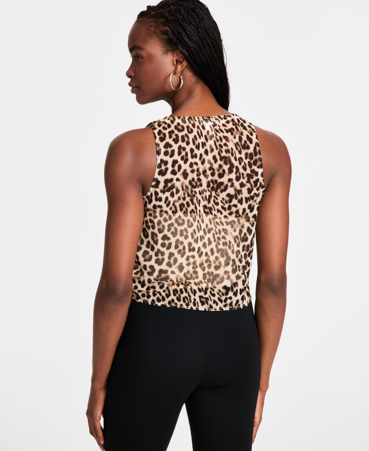 Bar Iii Women's Cheetah-print Sleeveless Cowlneck Top, Exclusively At Macy's In Clara Cheetah A