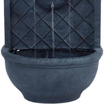 Messina 26-Inch Polystone Outdoor Wall Water Fountain - Electric Submersible Pump - Lead Finish