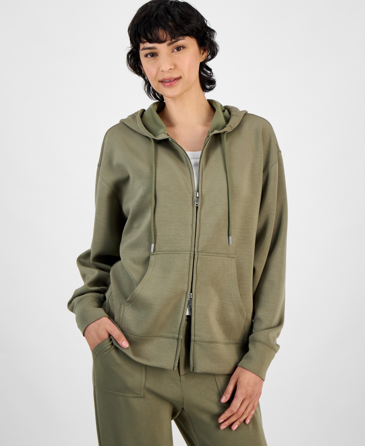 And Now This Women's Zippered Drawstring Hoodie, Exclusively At Macy's In Crushed Oregano