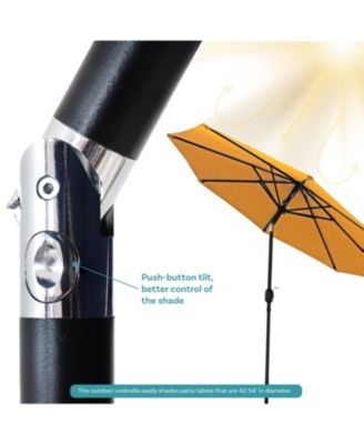 Outdoor Aluminum Patio Table Umbrella with Polyester Canopy and Push Button Tilt and Crank