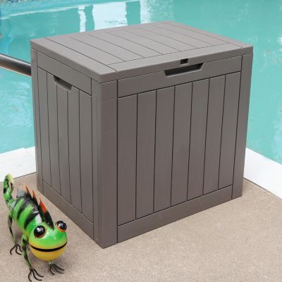 Lockable Outdoor Small Deck Box with Storage and Side Handles - 32-Gal.