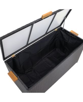 75 Gallon Indoor/Outdoor Acacia Wood and Resin Wicker Storage Deck Box with Hinged Lid