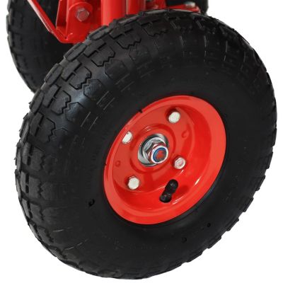 Garden Seat with Wheels - Rolling Garden Stool with Extendable Steer Handle, Swivel Seat and Utility Tool Tray - Red