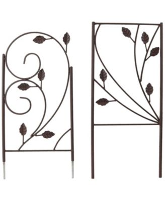Metal Wire Rustic Plant Design Garden Trellis for Outdoor Climbing Flowers and Vines - 32" H - Brown - 2-Pack