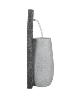 Three Stream Monterno 35-Inch Outdoor Water Fountain with LED Lights - Resin - Electric Submersible Pump