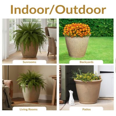 Indoor/Outdoor Patio, Garden, or Porch Weather-Resistant Double-Walled Anjelica Flower Pot Planter - 24"
