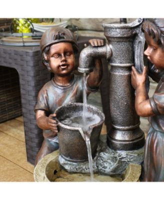 24-Inch Jack and Jill at Farmhouse Pump Outdoor Water Fountain - Electric Submersible Pump with Adjustable Flow