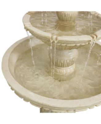 Classic Designer 55-Inch 3-Tier Polystone Outdoor Water Fountain - Electric Submersible Pump - Dark Brown