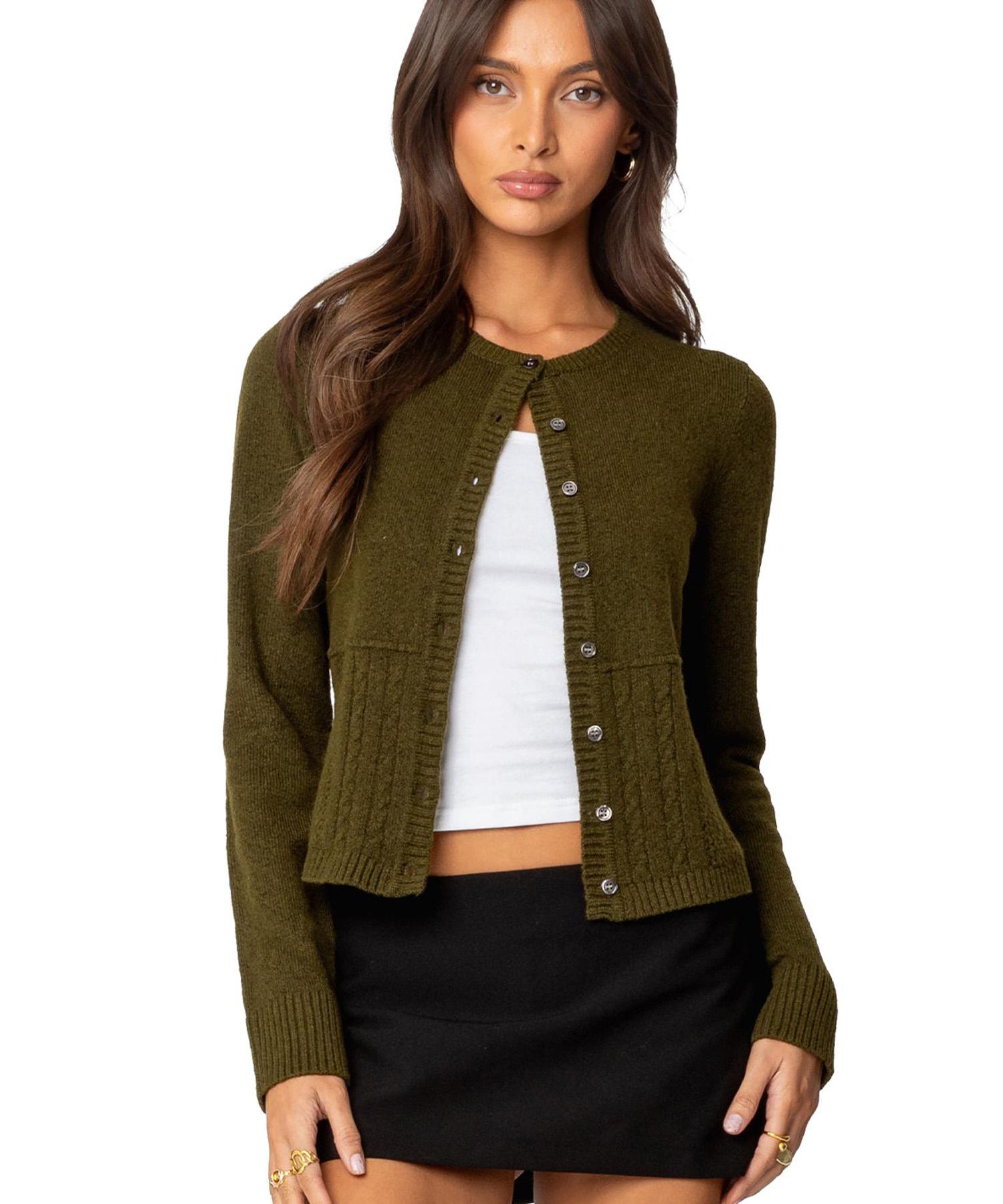 Women's Half Cable Knit Cardigan