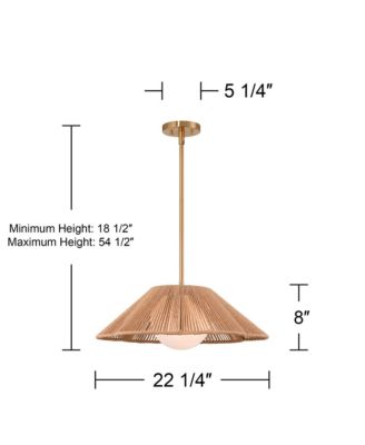 Mylinh 22 1/4" Modern Boho Cottage Pendant Ceiling Light Fixture Dining Room Over Table Kitchen Island Foyer Hanging Brass Finish Natural Rope Metal Hallway Entryway Living Room Indoor
