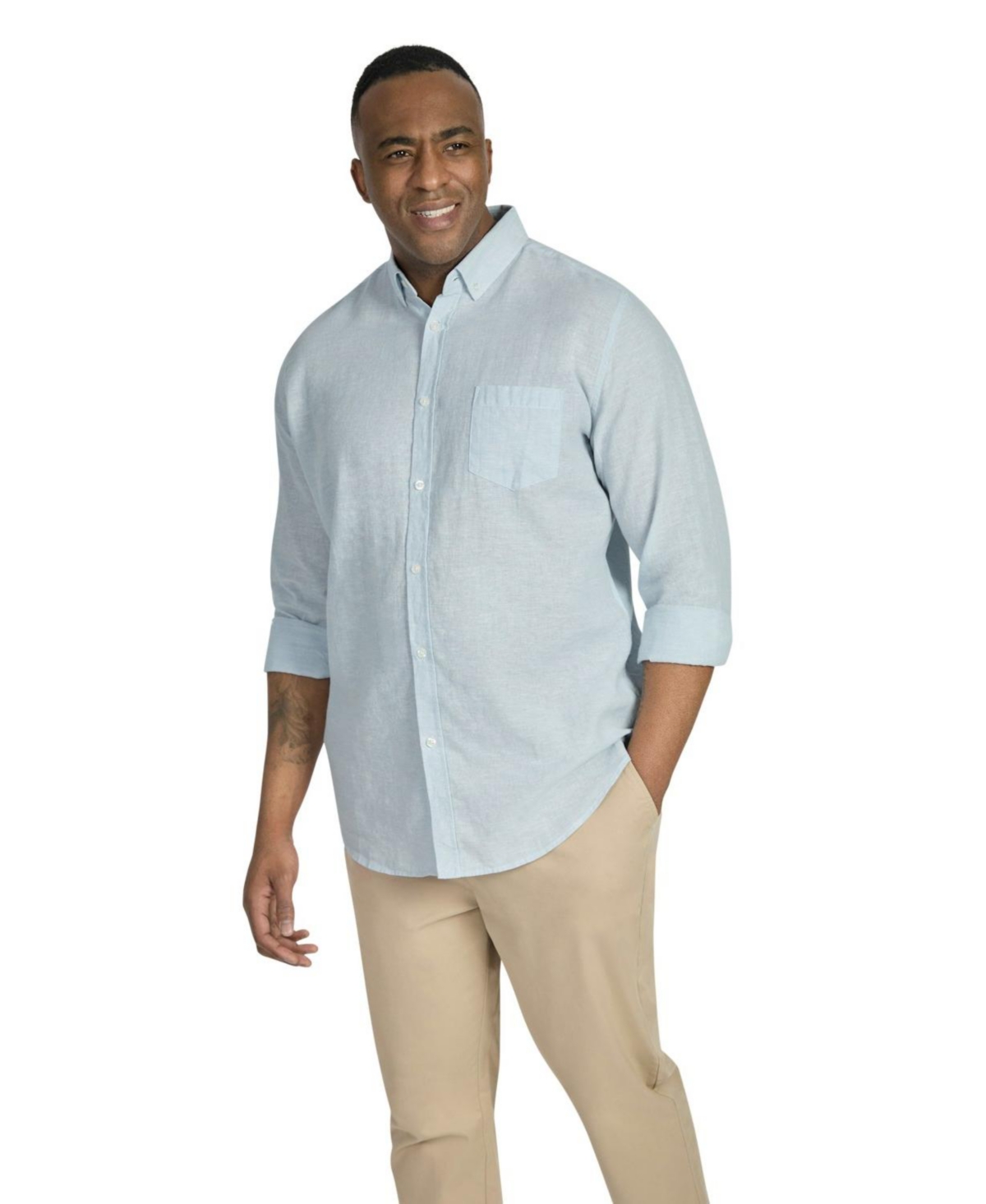 Men's Serge Melange Linen Shirt - Ice
