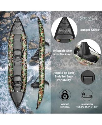 2-Person Inflatable Kayak Set, With Aluminum Oars & Pump, Camo Design
