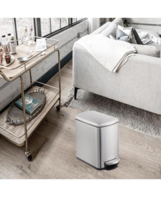 6L Pedal Slim Trash Bin, Stainless Steel Waste Bin with Lid and Inner Bin