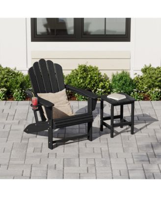 Outdoor Patio HDPE Adirondack Chair With Cup Holder and Table Set