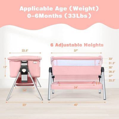 Portable Baby Bedside Sleeper with Adjustable Heights and Angle