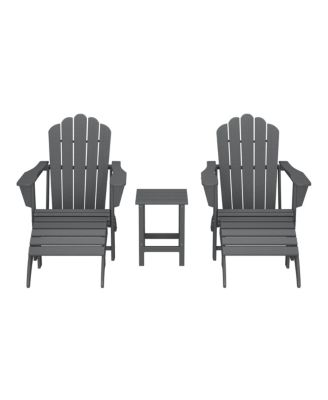 5-Piece Adirondack Chair with Folding Ottoman and Table Set